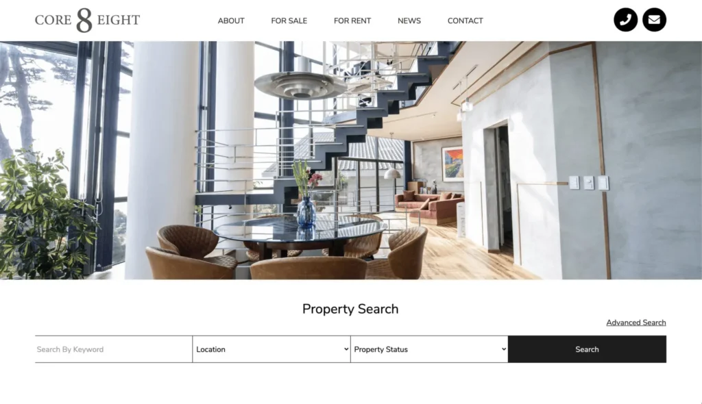 Core8Eight English real estate property search website